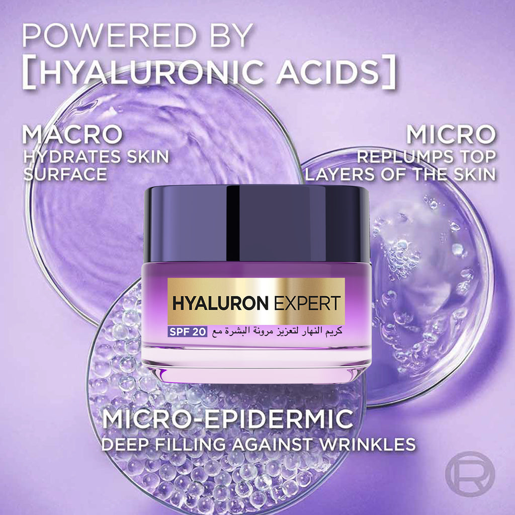 Hyaluron Expert, Replumping and Moisturizing Day Cream, against Fine Lines, for Intense Hydration, with Hyaluronic Acid and SPF 20