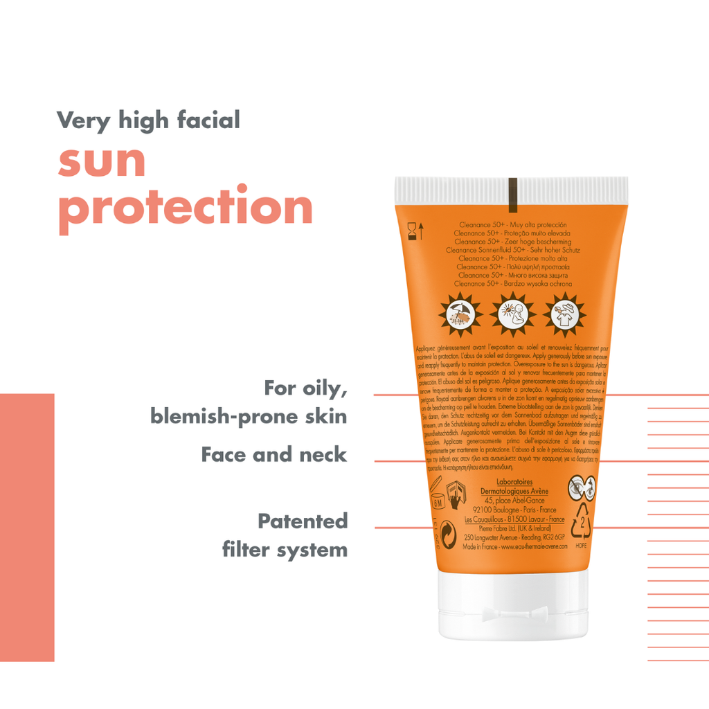 Buy Avène Cleanance Sunscreen SPF 50+ Get Avène After Sun Repair Lotion travel size 50ml | Light Weight & Invisible Oily Skin Sunscreen and After Sun Lotion