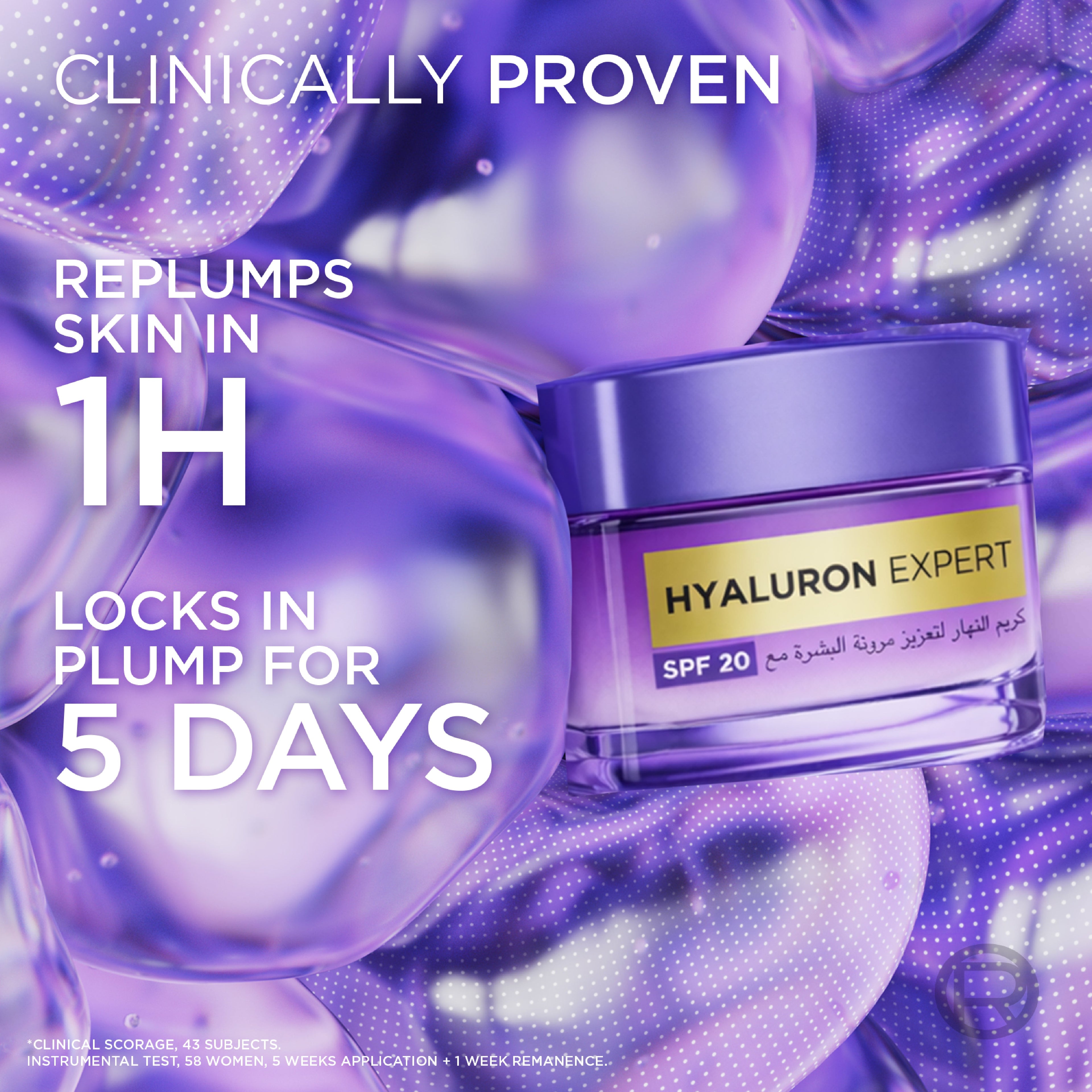 Hyaluron Expert, Replumping and Moisturizing Day Cream, against Fine Lines, for Intense Hydration, with Hyaluronic Acid and SPF 20